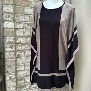 August Silk Cotton Blend Sweater Poncho - Medium